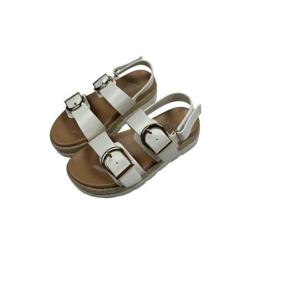 Girls Cat & Jack White Double Buckle Sandals Size 13 Slingback Espadrille - Picture 2 of 6
